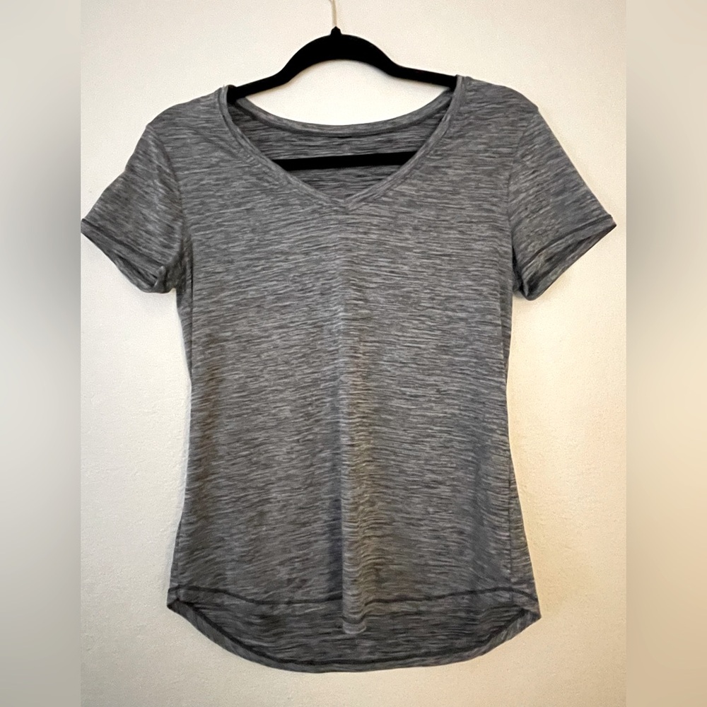Gray V-Neck Women's Top